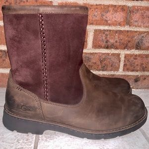 Men’s Ugg Foerster Leather Suede Waterproof Boots Stout Brown size 9